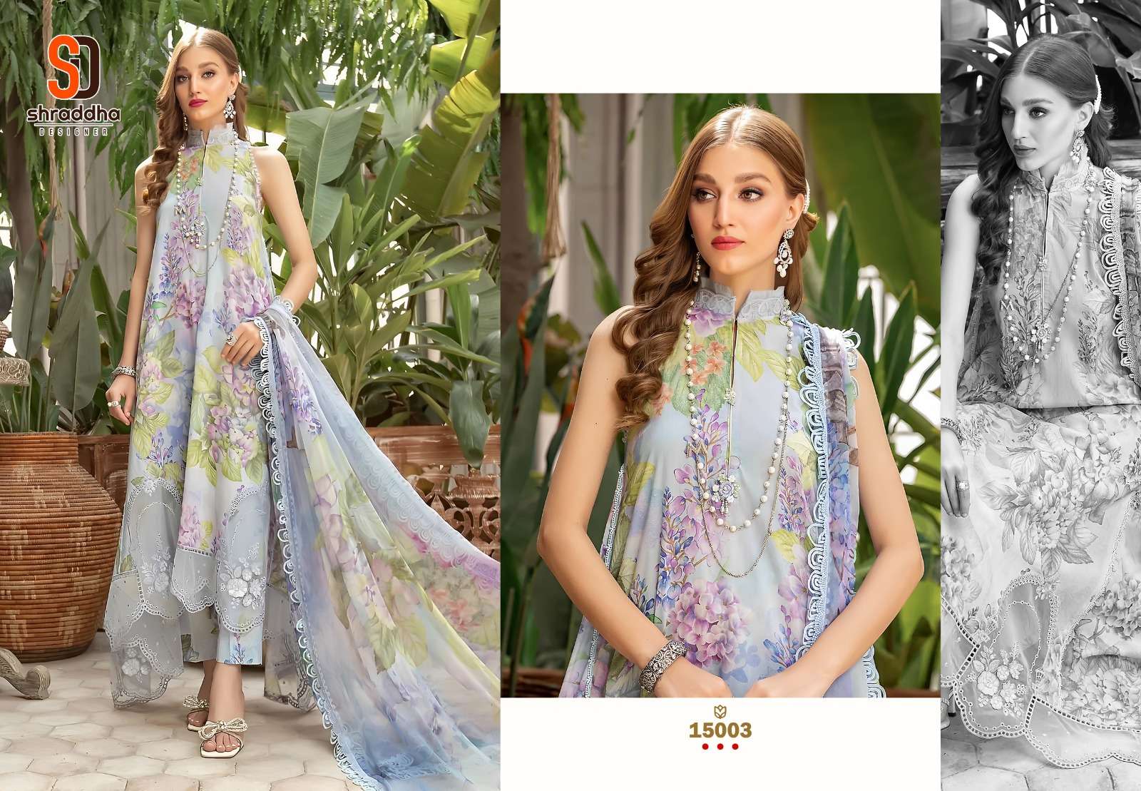 shraddha designer mprints vol-15 15001-15004 series stylish designer pakistani salwar suits wholesaler surat
