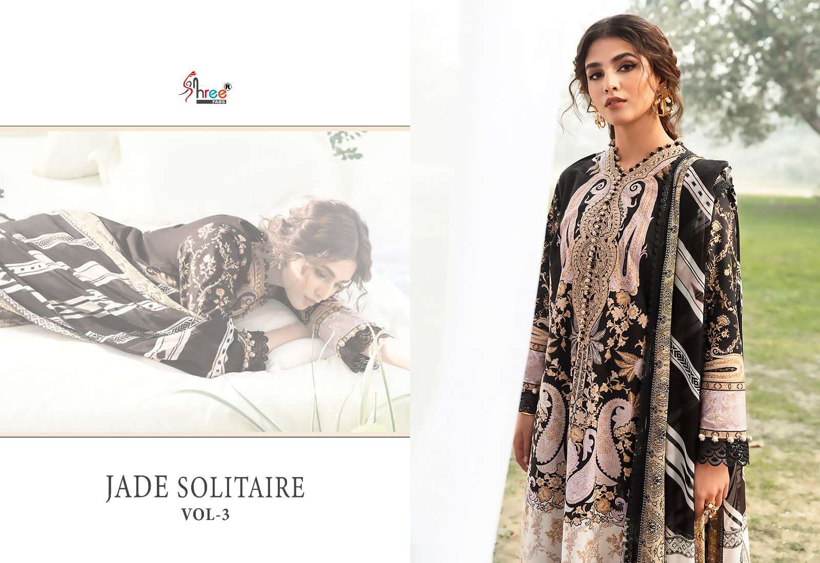 shree fabs jade solitaire vol-3 3181-3186 series fancy designer pakistani salwar suits catalogue wholesale price surat