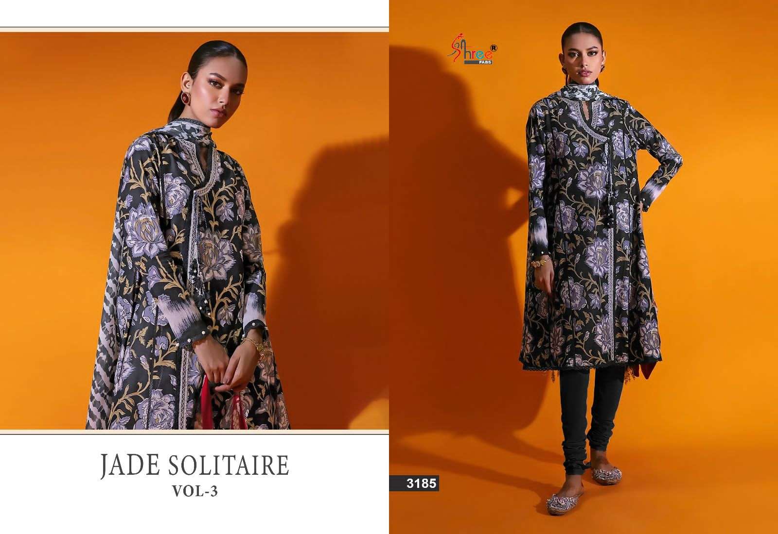 shree fabs jade solitaire vol-3 3181-3186 series pure cotton designer pakistani salwar suits collection 2023