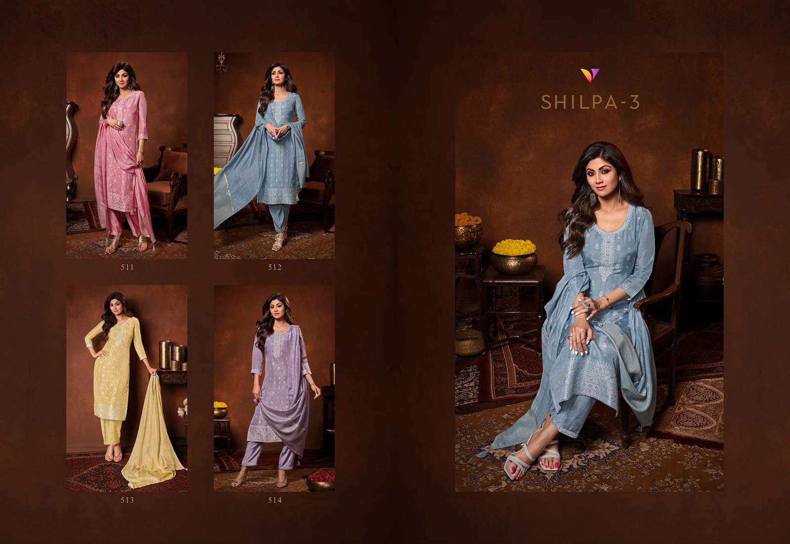vatsam shilpa vol-3 511-514 series stylish designer salwar kameez catalogue wholesaler surat 