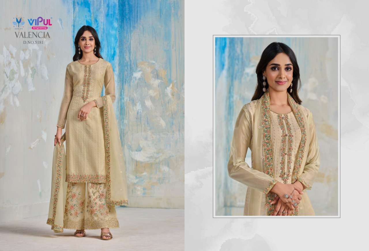 vipul fashion valencia 5181-5186 series party wear designer salwar kameez catalogue wholesaler surat 