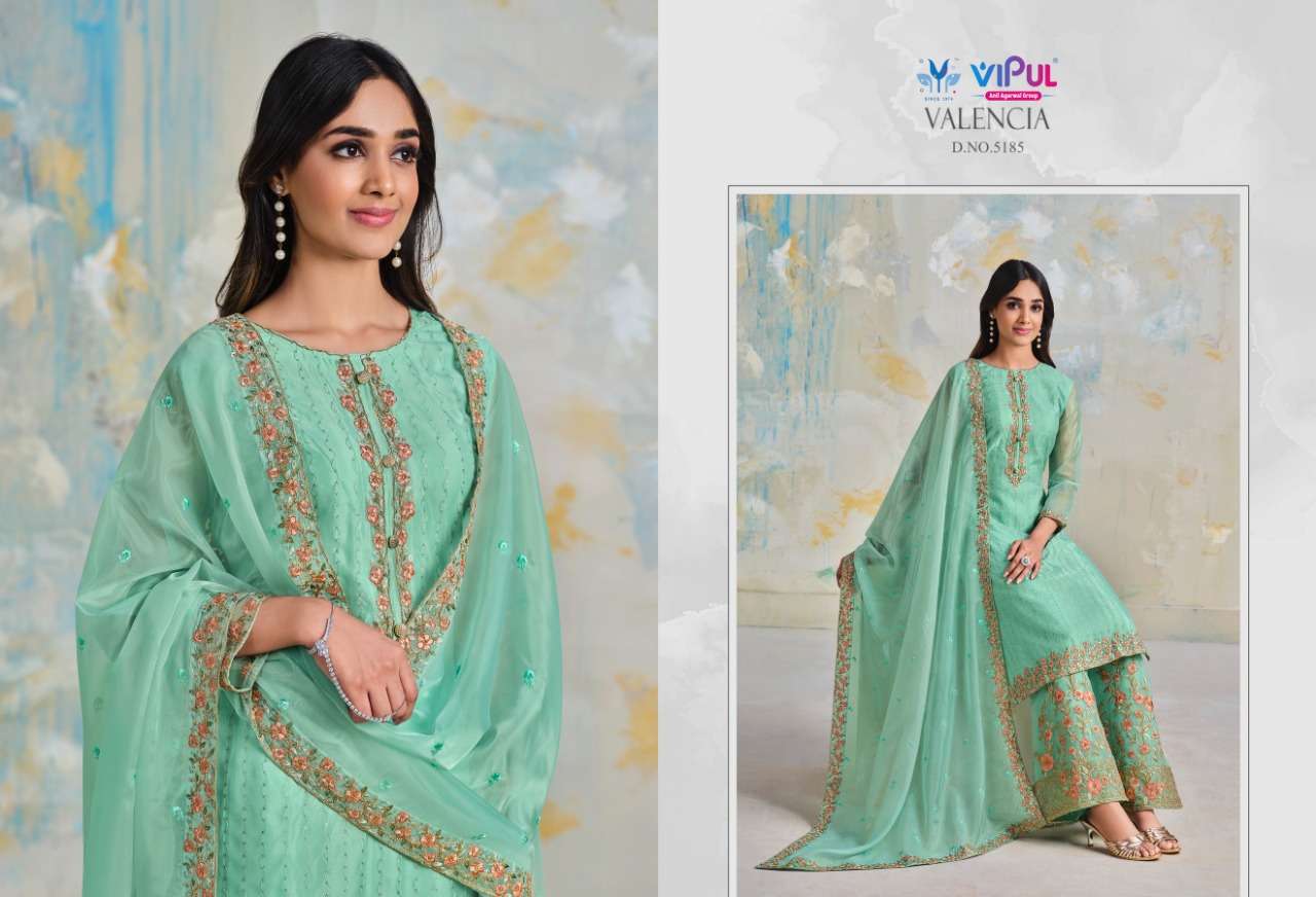 vipul fashion valencia 5181-5186 series party wear designer salwar kameez catalogue wholesaler surat 