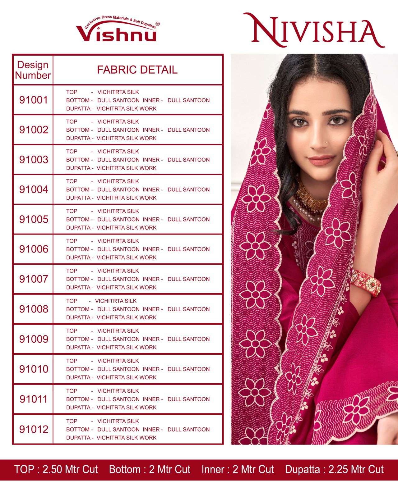 vishnu impex nivisha 91001-91012 series indian designer salwar kameez catalogue online dealer surat