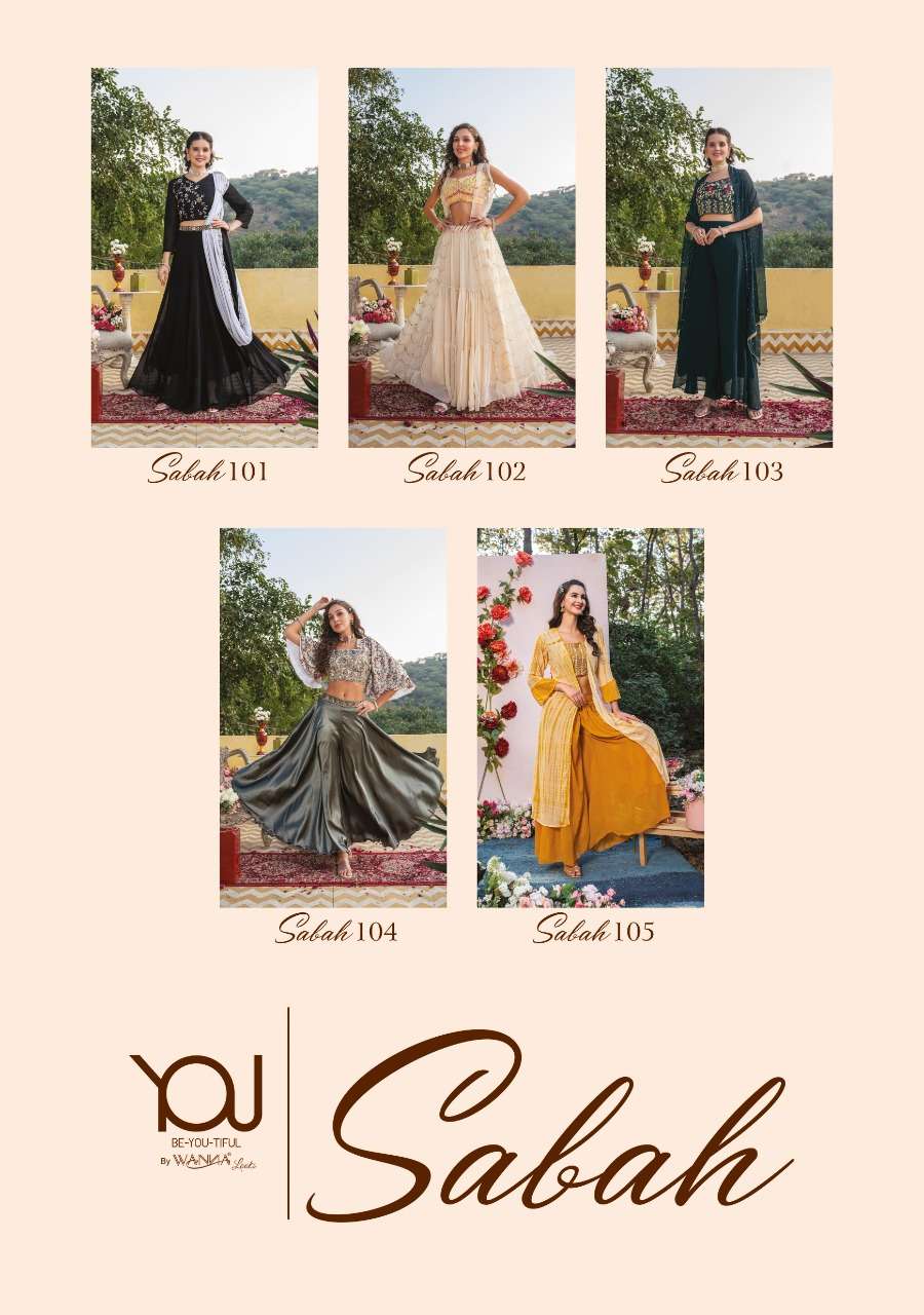 wanna sabah 101-105 series crop top party wear gown catalogue wholesaler surat