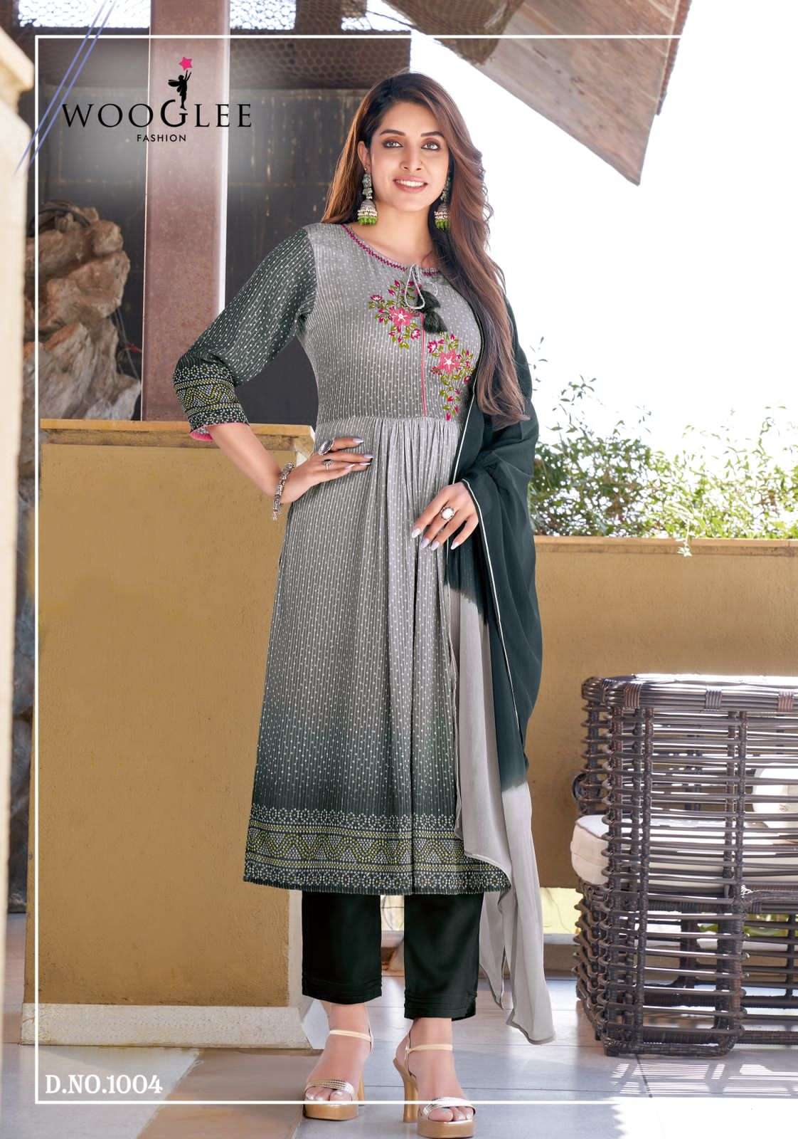 wooglee fashion suhani 1001-1006 series decent look designer kurti pant and dupatta catalogue wholesale price surat