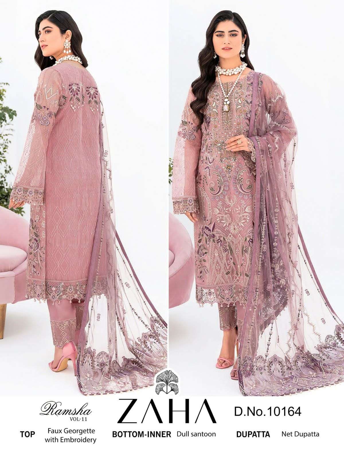 zaha ramsha vol-11 10164-10166 series georgette designer pakistani salwar suits catalogue wholesaler surat