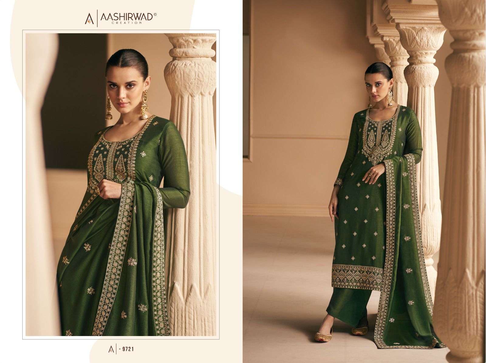 aashirwad geetika 9719-9722 series latest fancy ethnic wear salwar kameez wholesaler surat gujarat