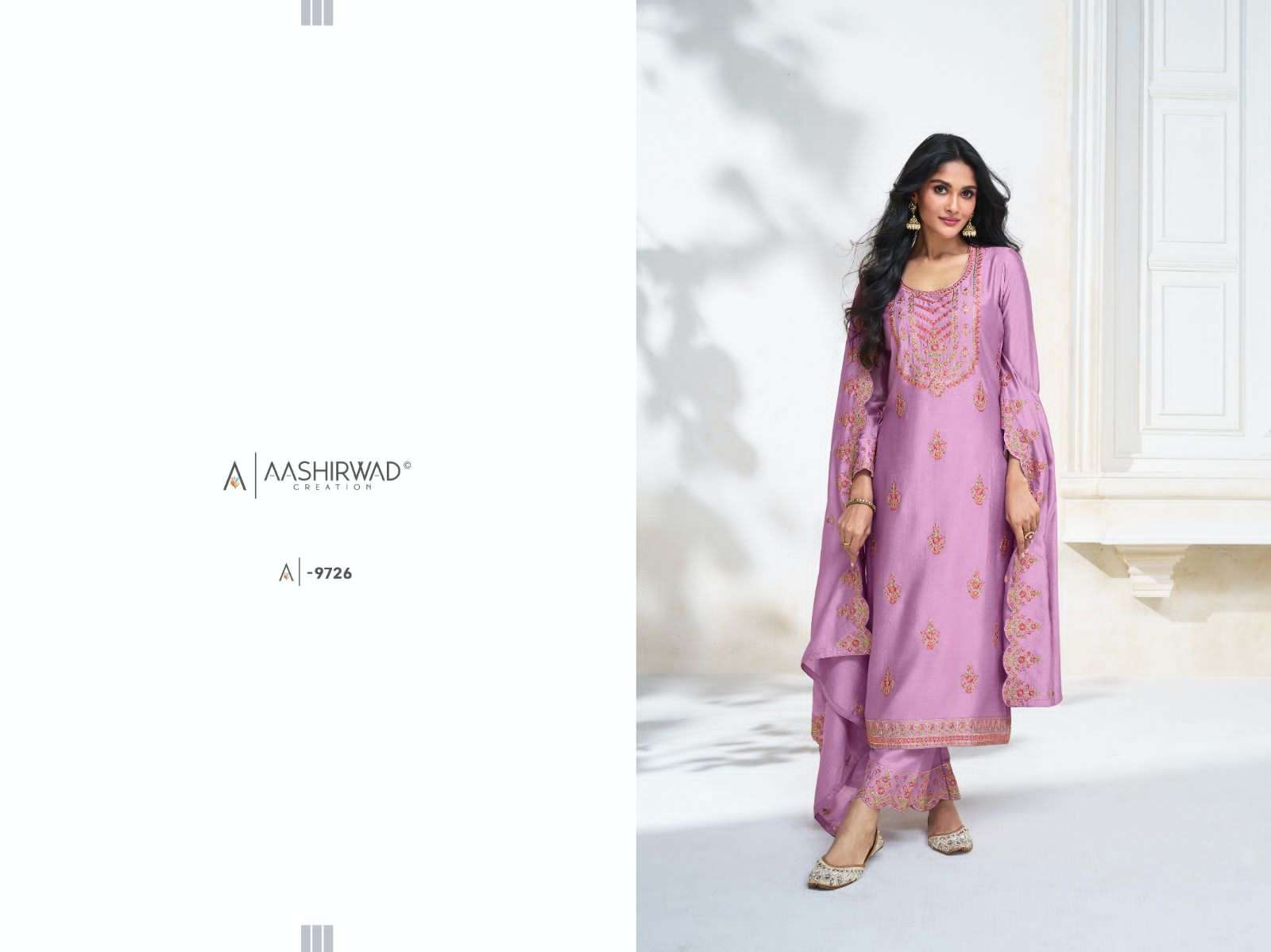 aashirwad olive 9723-9727 series designer wedding salwar kameez wholesaler surat gujarat