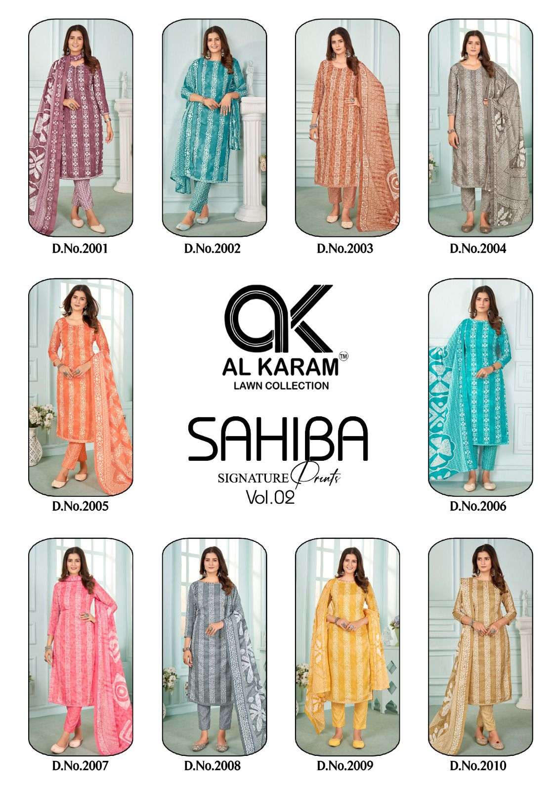 al karam sahiba signature print vol-2 2001-2010 series latest designer salwar kameez wholesaler surat gujarat