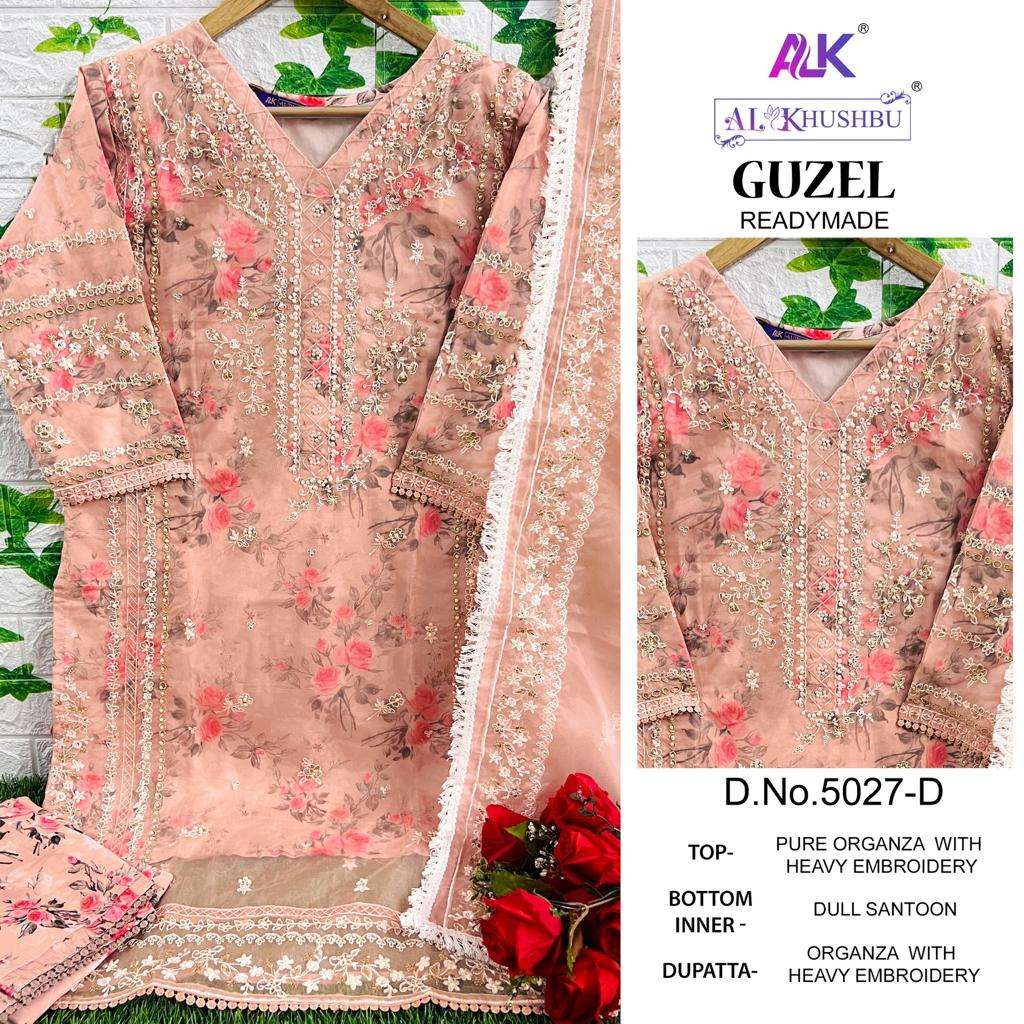 al-khushbu guzel 5027 readymade organza embroidered salwar kameez wholesale price