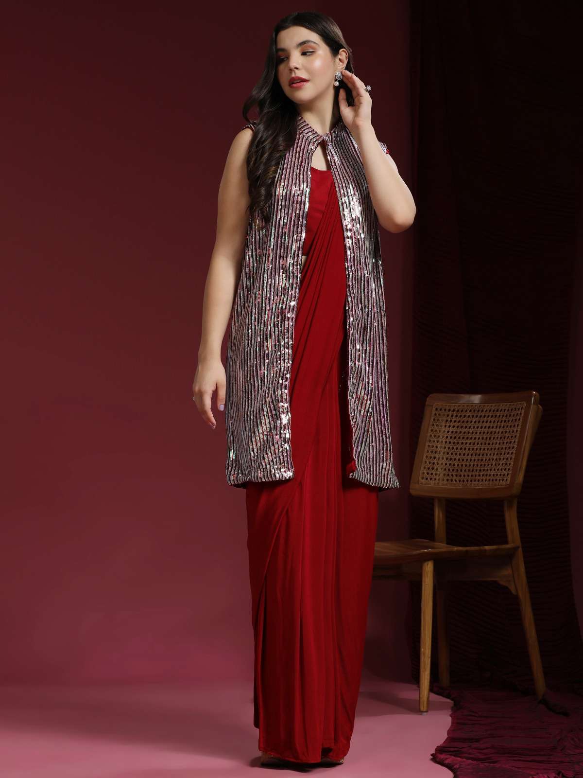 amoha 10519 colour series ready to wear partywear saree wholesaler surat gujarat