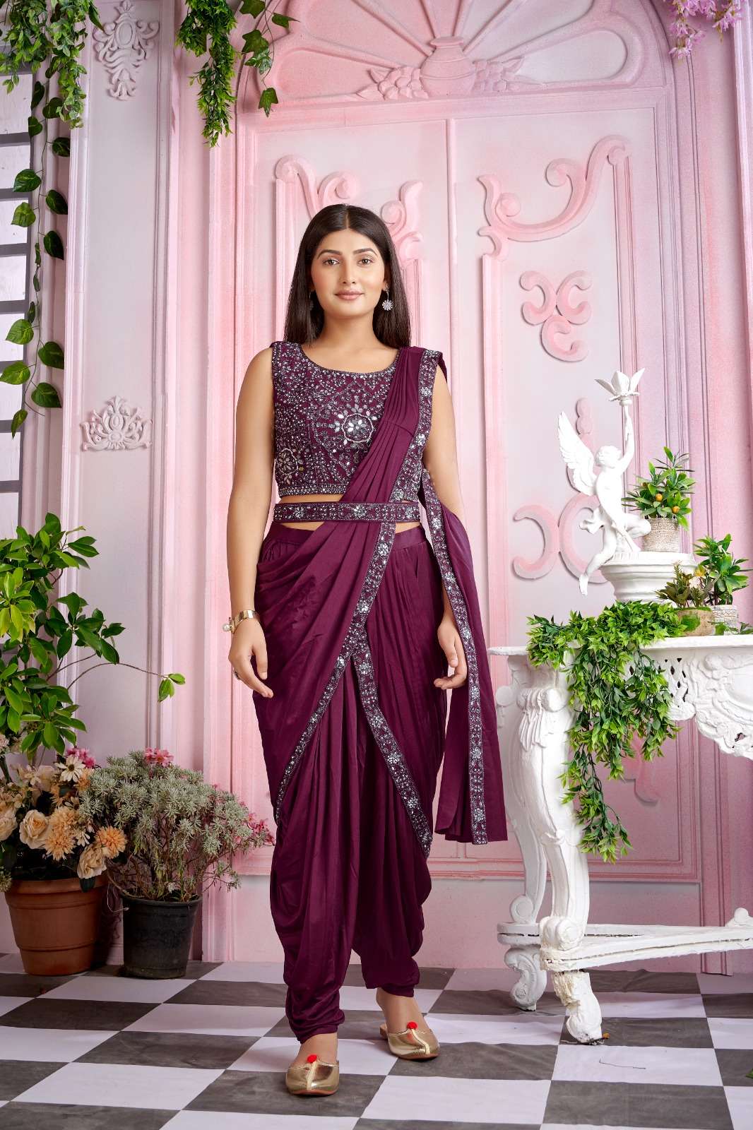 amoha trendz 1015950 series designer mirror work ready to wear sarees wholesale pirce