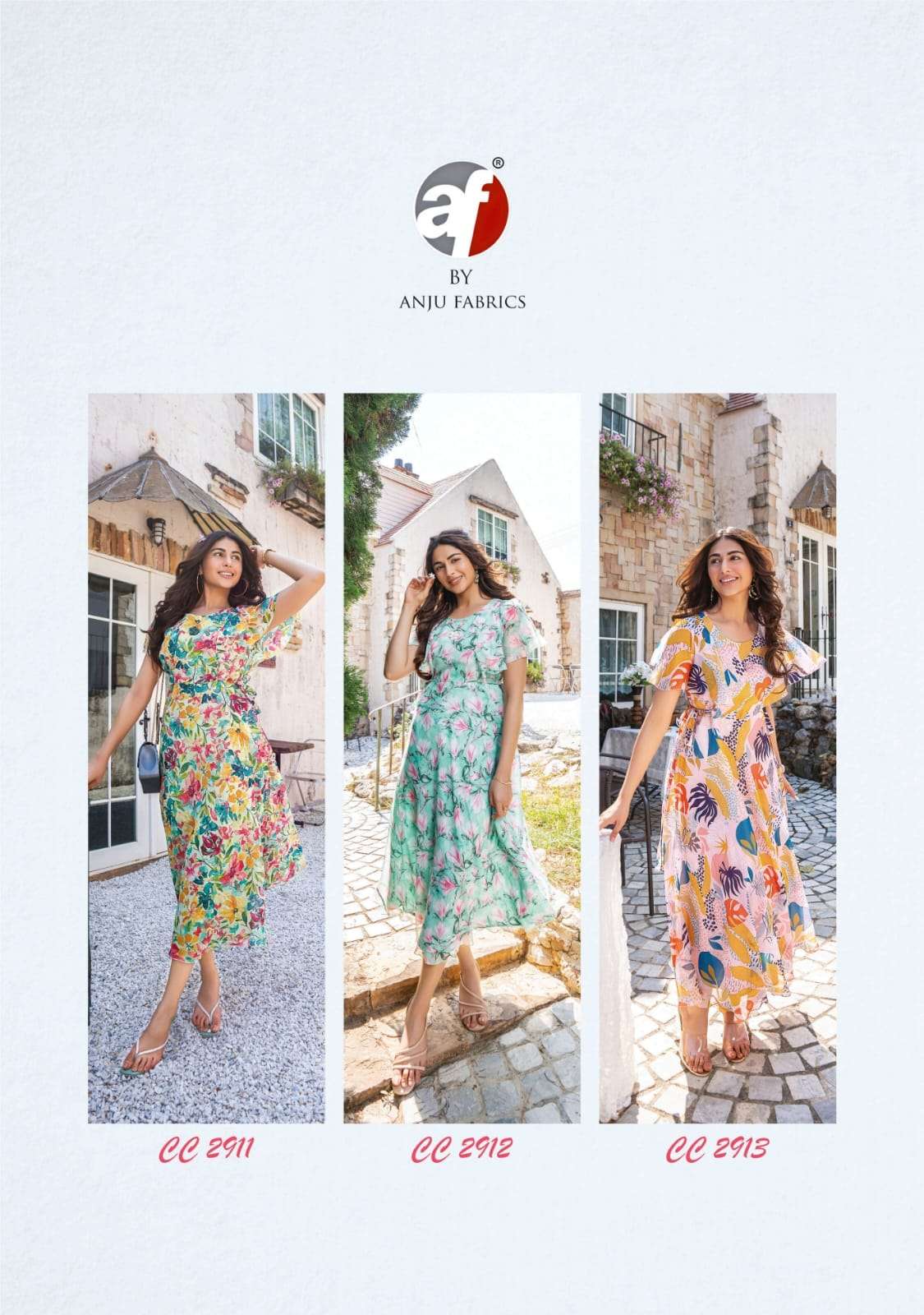 anju fabrics coral charm vol-2 2911-2916 series designer trendy kurti wholesaler surat