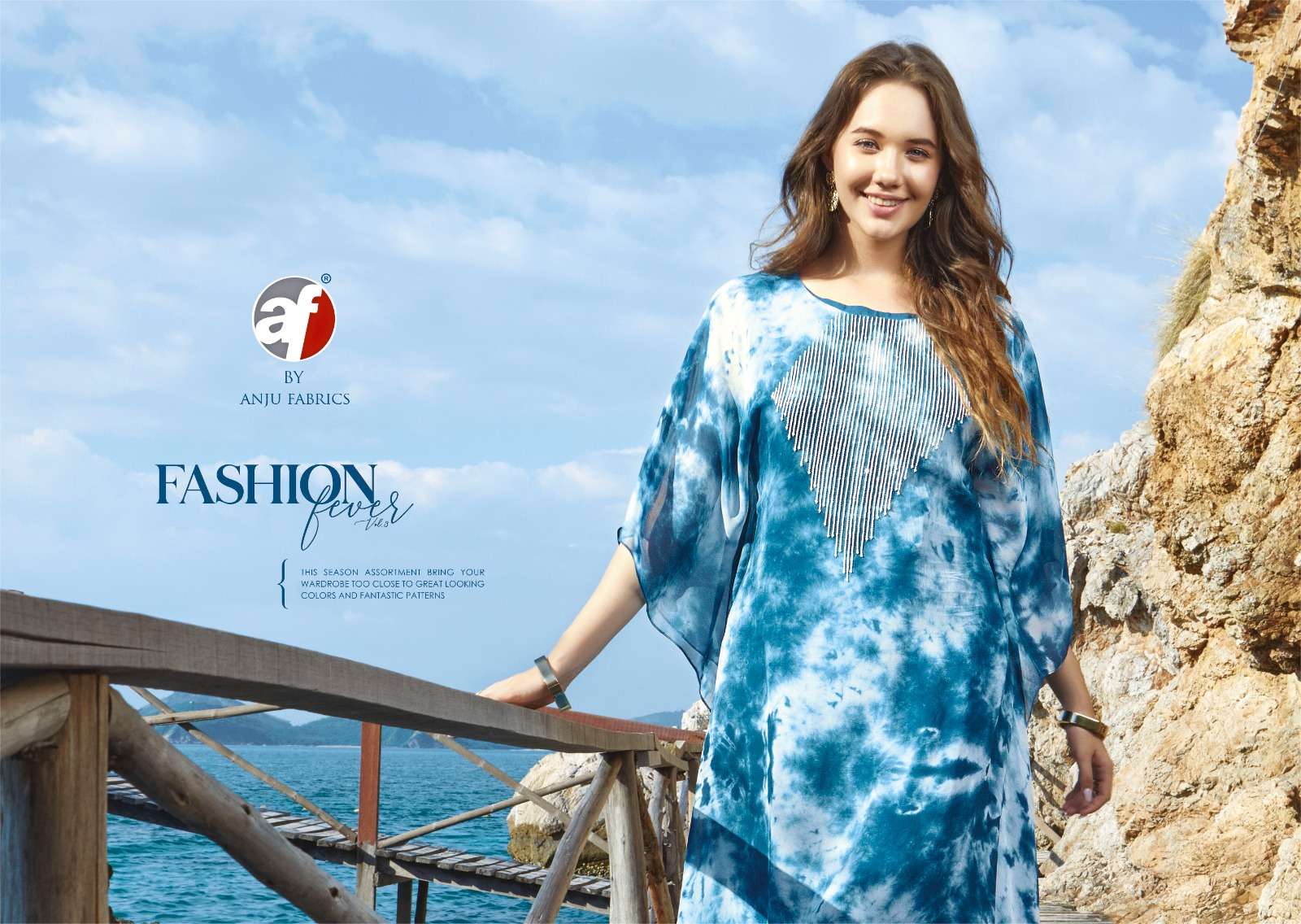 anju fabrics fashion fever vol-3 2761-2765 series designer latest beach wear kurti set wholesaler surat