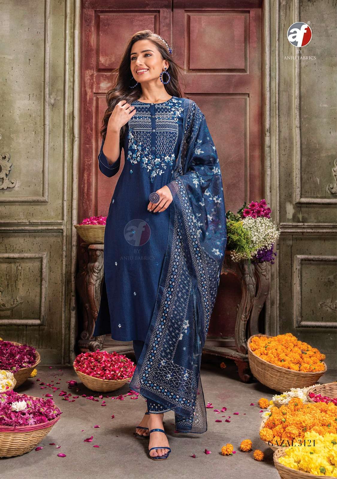Anju Fabrics Gazal 3121-3126 Series Designer party wear Wedding Wear Kurti Wholesaler