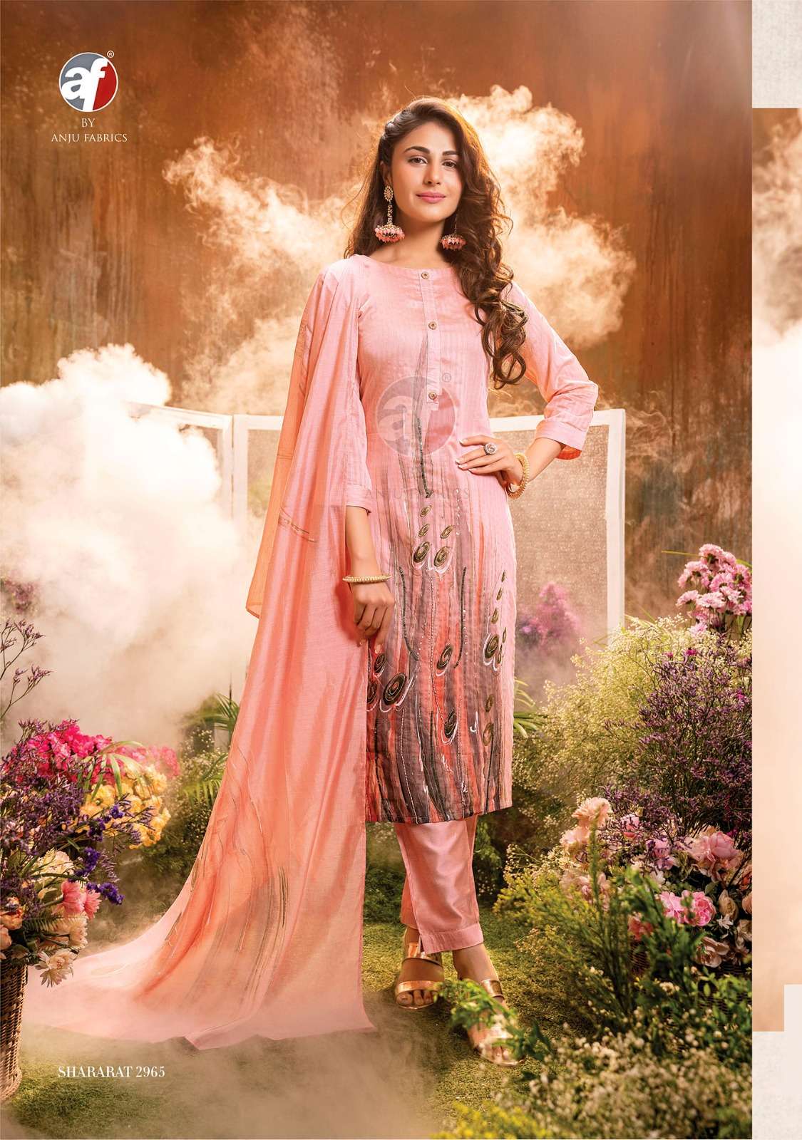 anju fabrics shararat vol-4 2961-2966 series designer fancy exclusive kurti pant dupatta wholesaler surat
