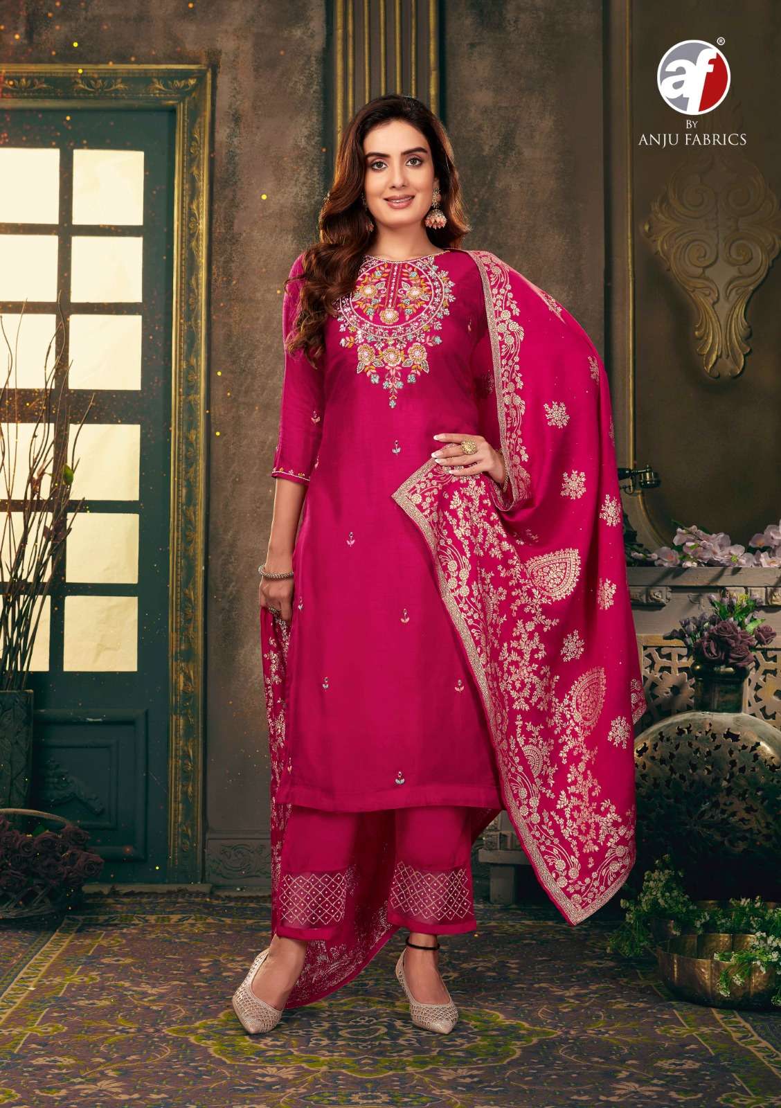 anju fabrics shehnai vol-5 3101-3106 series latest wedding wear kurti set wholesaler surat gujarat