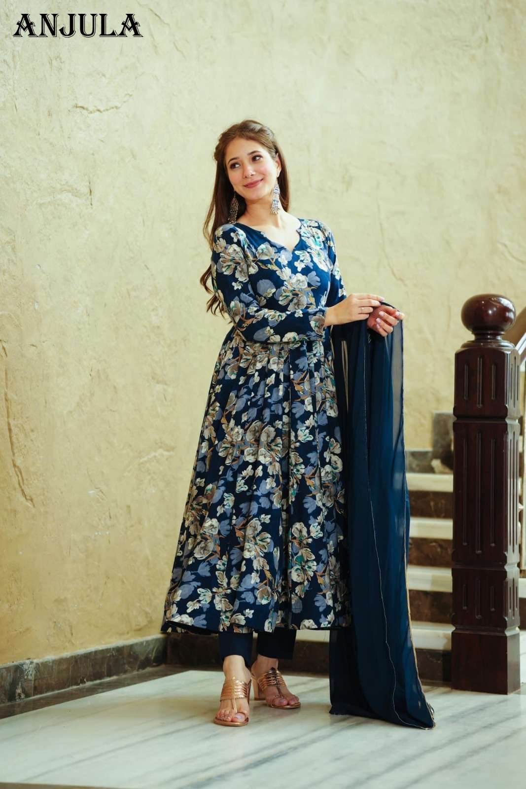 anjula 51-56 series designer anarkali floor length gown kurti wholesaler surat