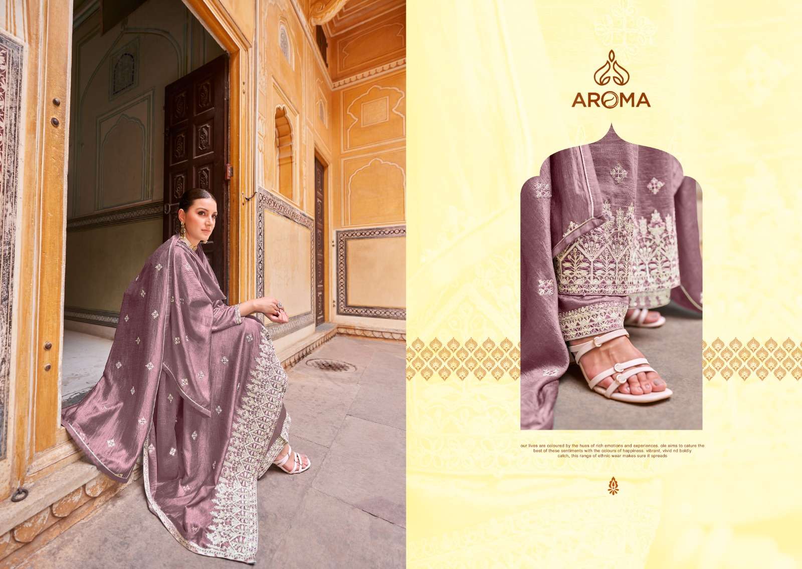 aroma unni 1051-1054 series latest designer plazzo salwar kameez wholesaler surat gujarat
