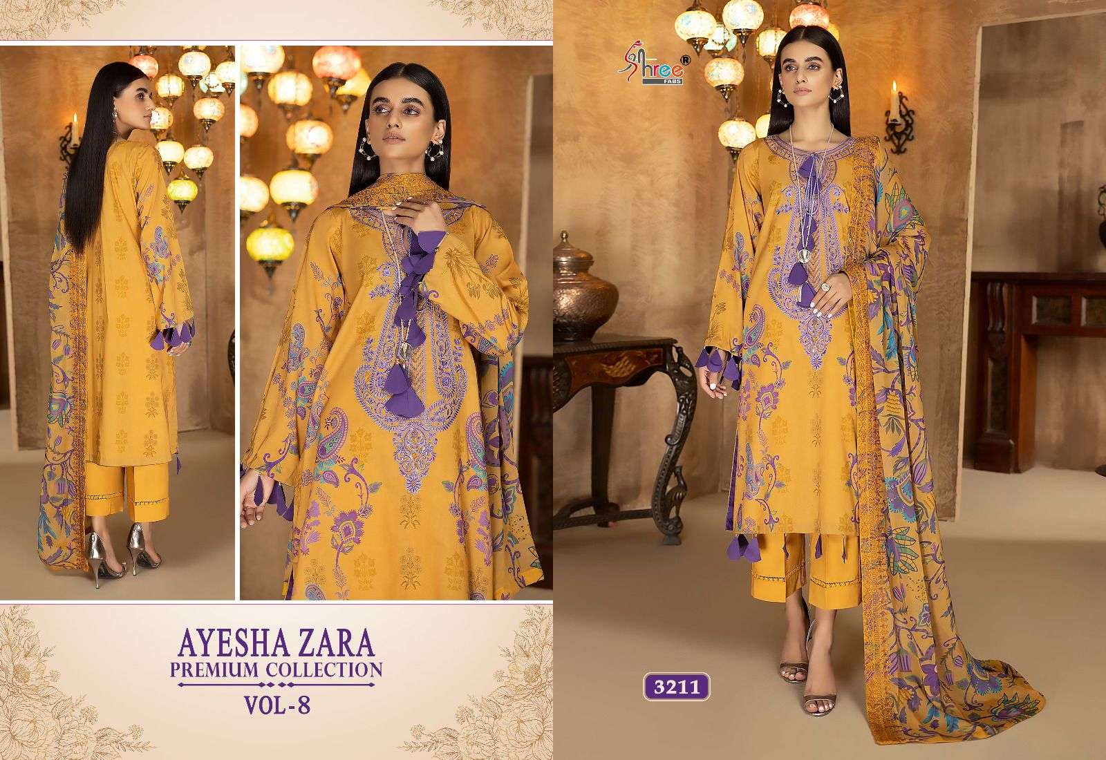 ayesha zara premium collection vol-8 by shree fabs 3208-3212 series pakistani salwar kameez surat