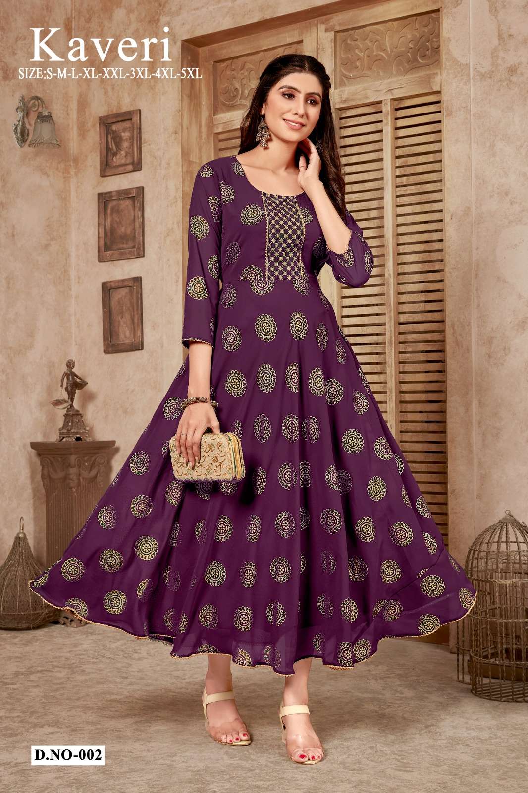 banwery kaveri 001-006 series designer latest floor length gown kurti wholesaler surat