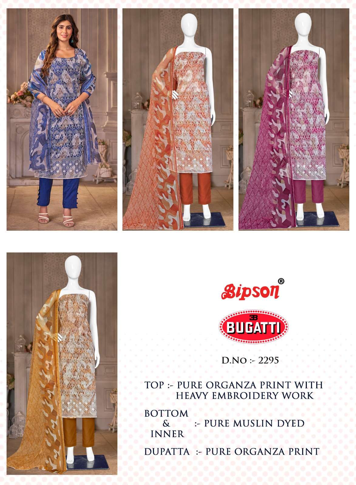 bipson prints bugatti 2295 colour series designer fancy salwar kameez wholesaler surat gujarat