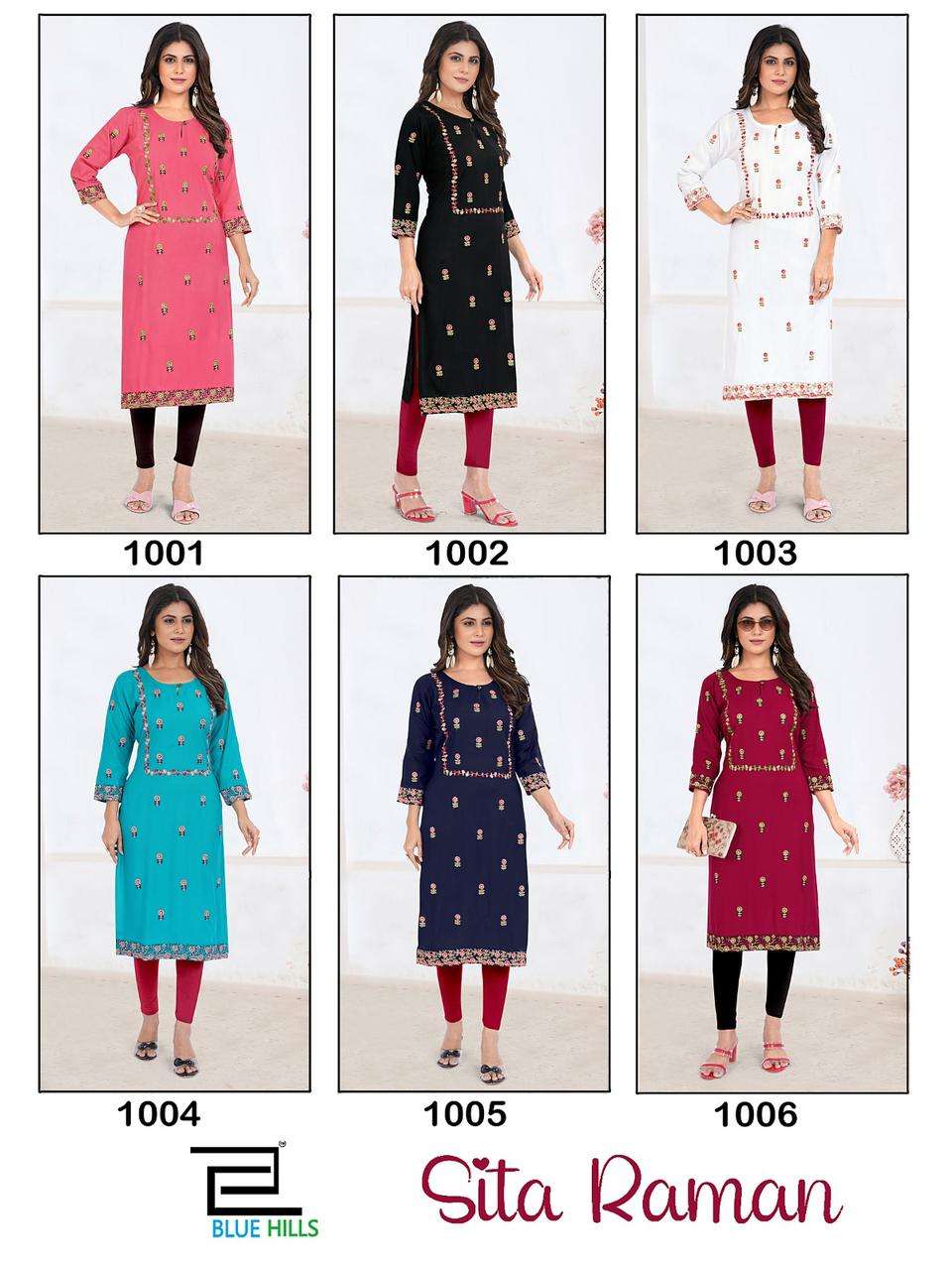 bluehills sita raman 1001-1006 series designer casual kurti wholesaler surat gujarat