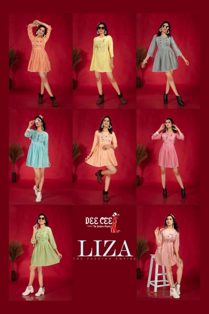 deecee liza 101-108 series designer partywear kurti wholesaler surat gujarat