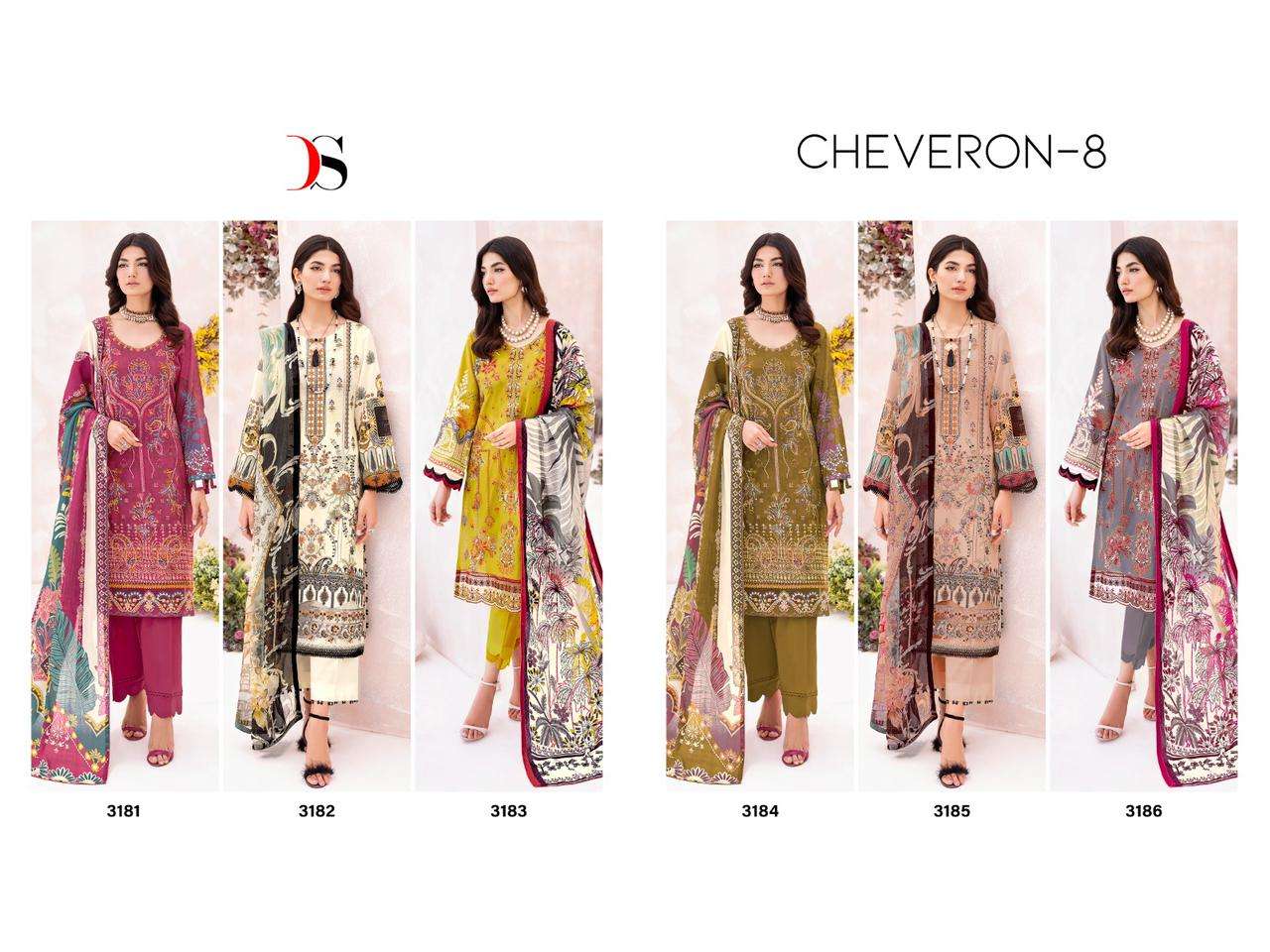 deepsy chevron lawn-8 3181-3186 series latest designer salwar kameez wholesaler surat gujarat