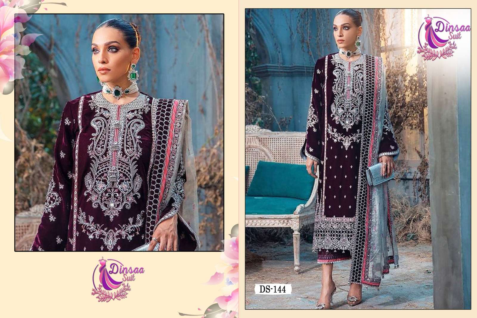 dinsaa anaya vol-1 144-146 series designer pakistani salwar kameez wholesaler surat gujarat
