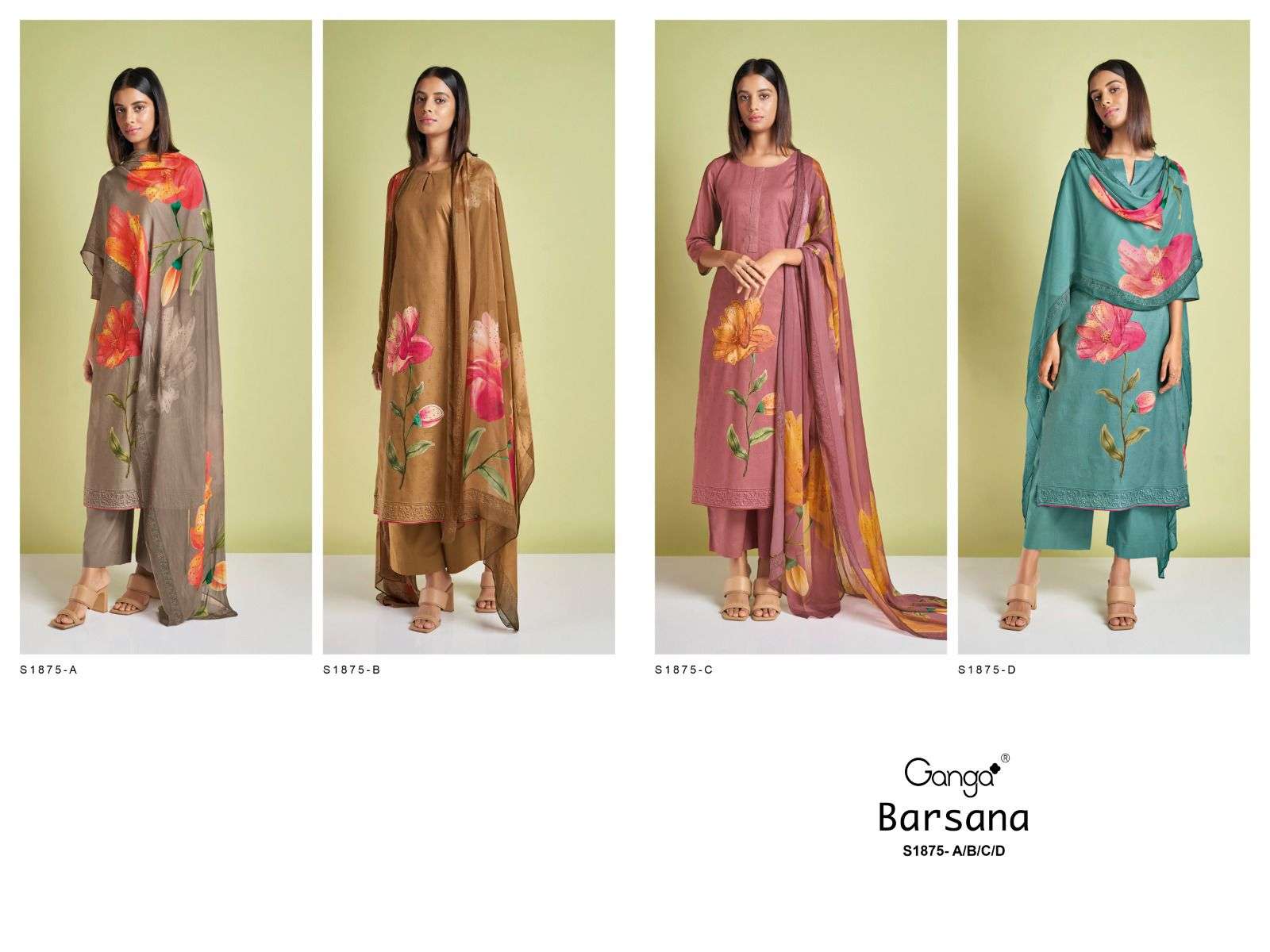 ganga 1875 colour series designer pakistani salwar kameez wholesaler surat gujarat