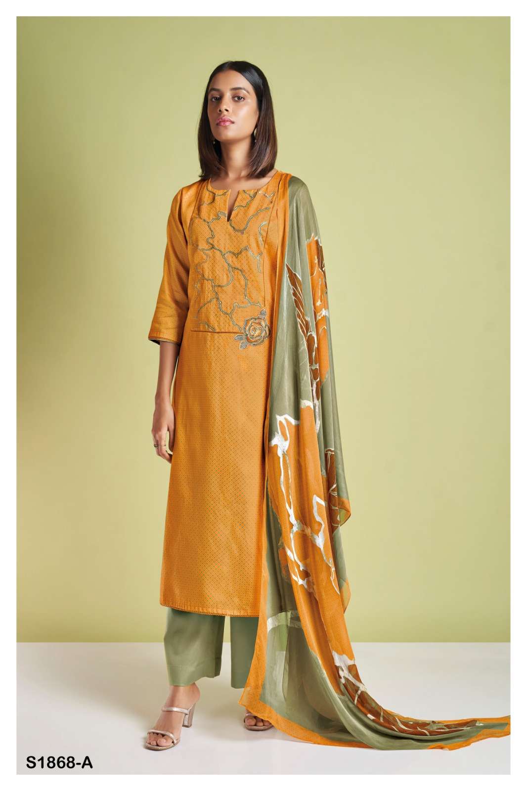 ganga fashion darshika 1868 premium cotton silk unstich dress material collection surat