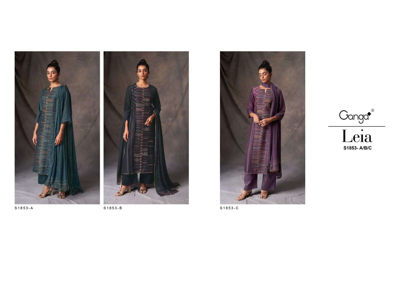 ganga leia 1853 colour series designer pakistani salwar kameez wholesaler surat gujarat