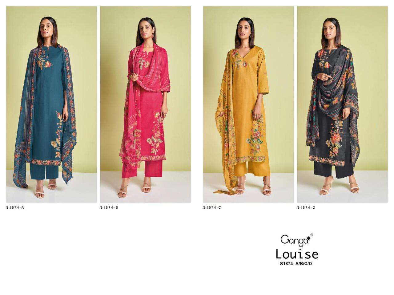ganga louise 1874 colours designer fancy party wear salwar kameez wholesaler surat gujarat