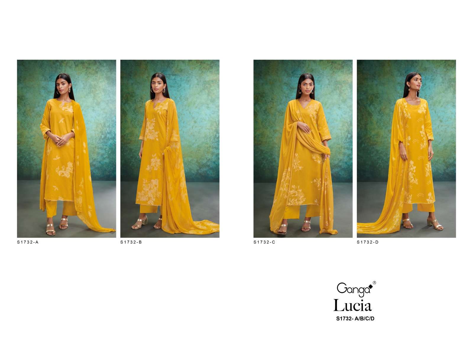 ganga lucia 1732 cotton yellow designer printed salwar kameez wholesale price surat