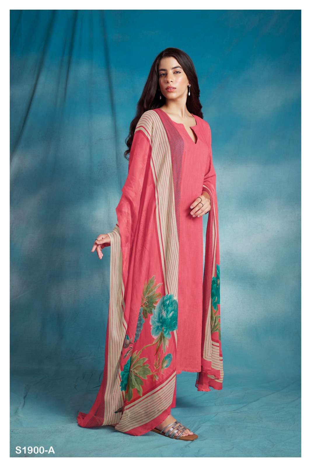ganga ora 1900 colour designer fancy trendy salwar kameez with printed dupatta wholesaler surat gujarat