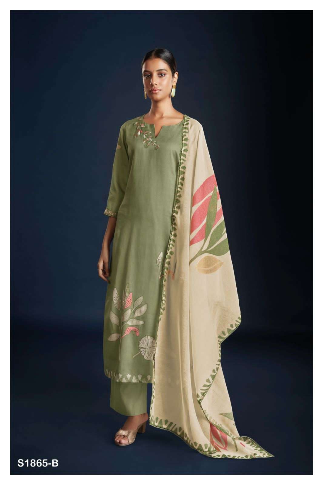 ganga pauline 1865 premium cotton silk printed dress material wholesale price 