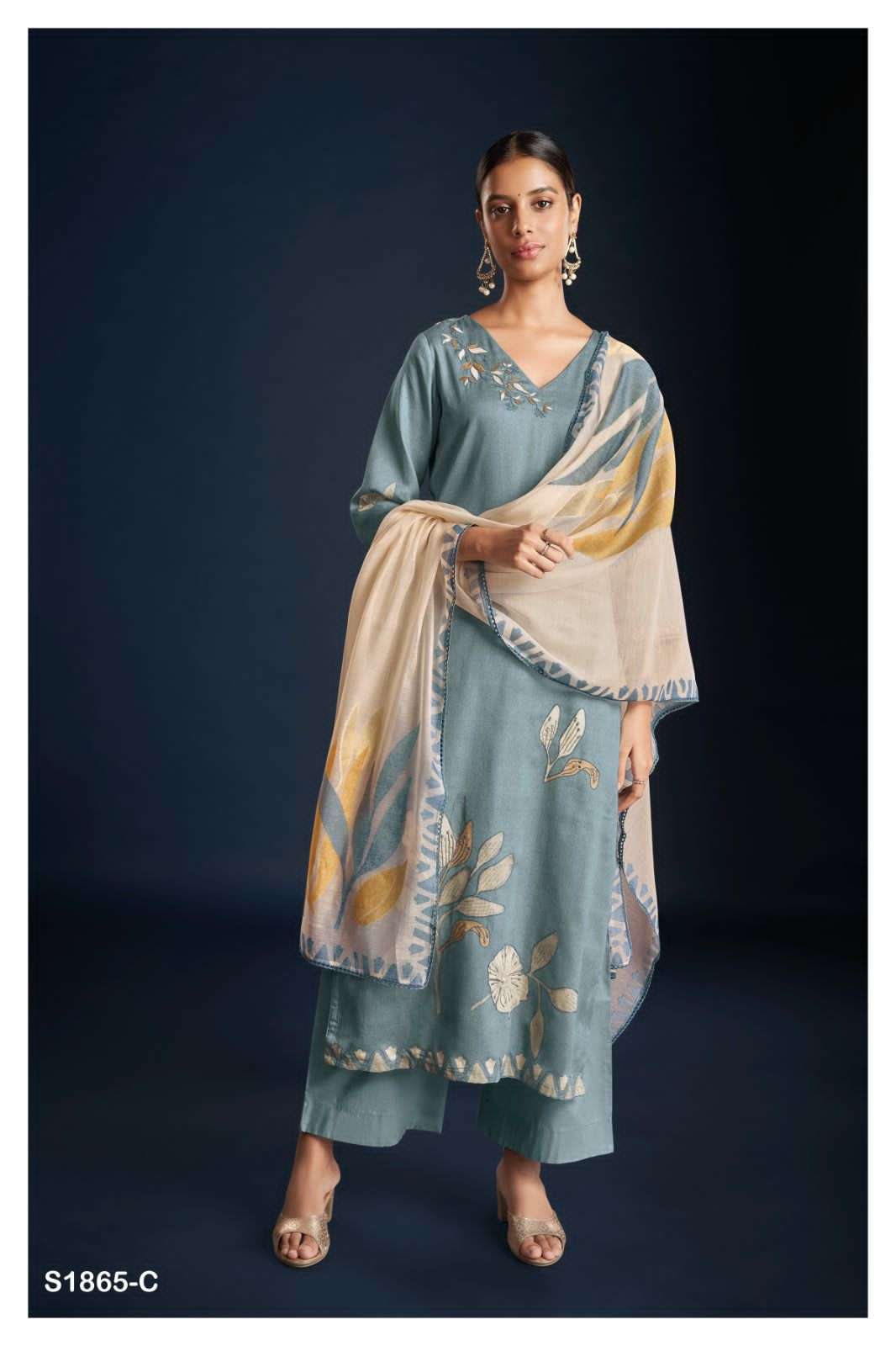 ganga pauline 1865 premium cotton silk printed dress material wholesale price 