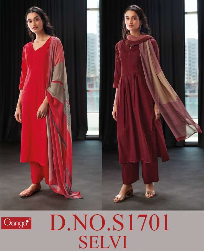 ganga selvi 1701 colour series designer fancy party wear salwar kameez wholesaler surat gujarat
