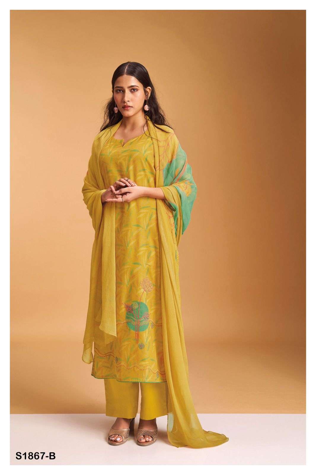 ganga vera 1867 colour series cotton silk exclusive party wear dress material catalogue 