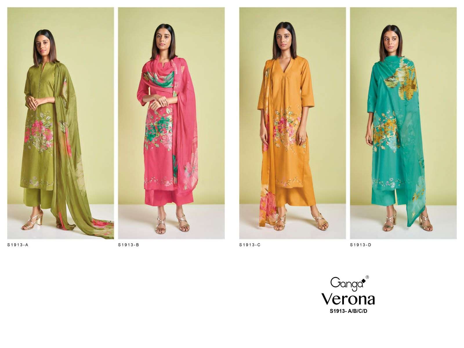 ganga verona 1913 colour series designer pakistani salwar kameez wholesaler surat gujarat