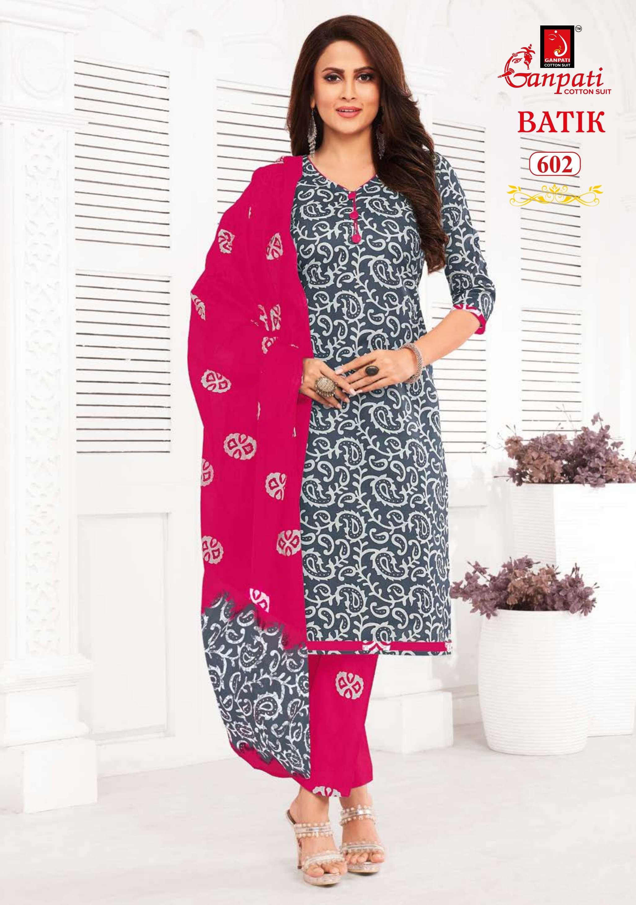 ganpati cotton suits batik vol-6 601-615 series designer cotton salwar kameez wholesaler surat gujarat