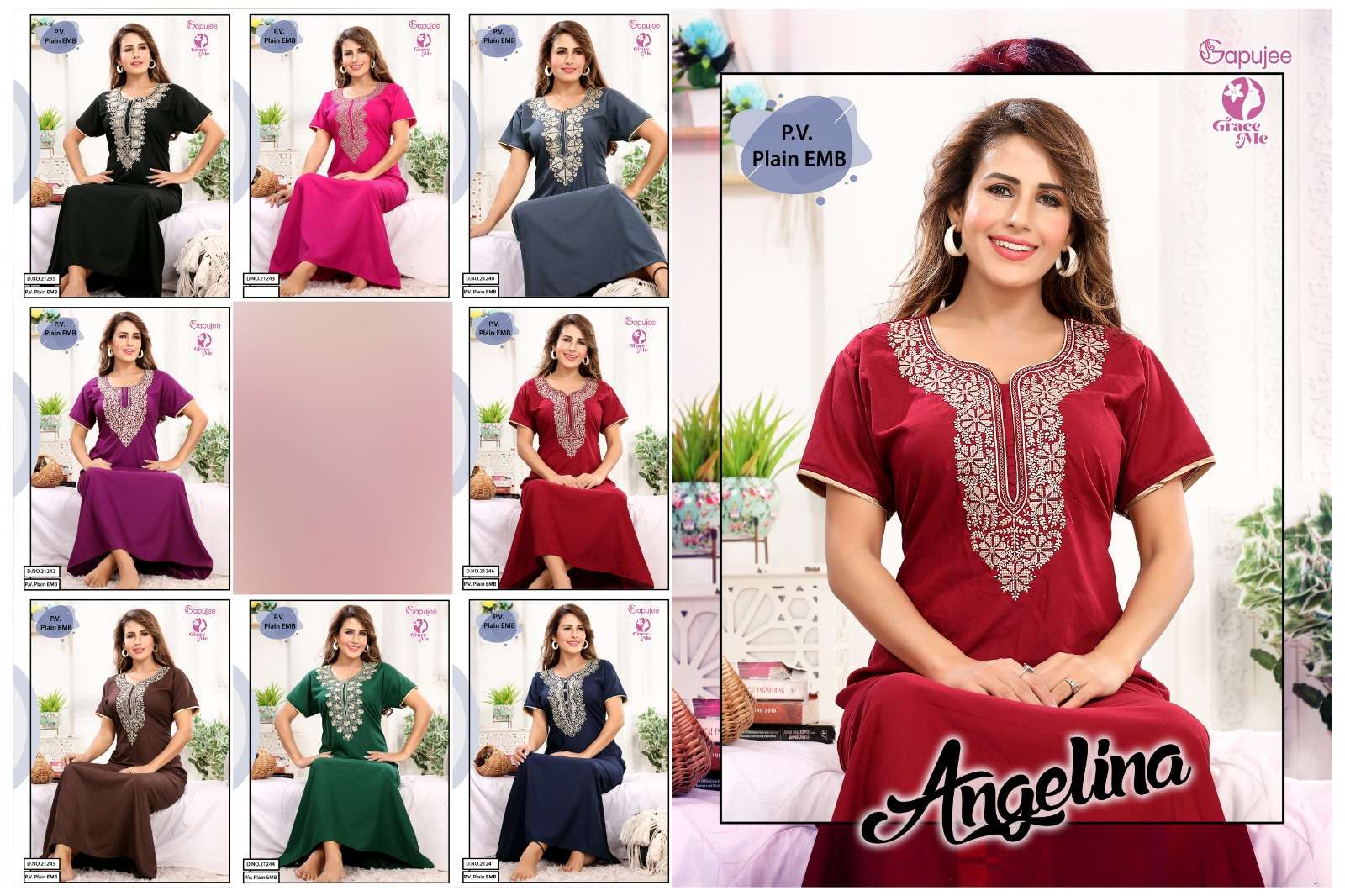 gapujee angelina latest night gown outfit wholesaler surat gujarat