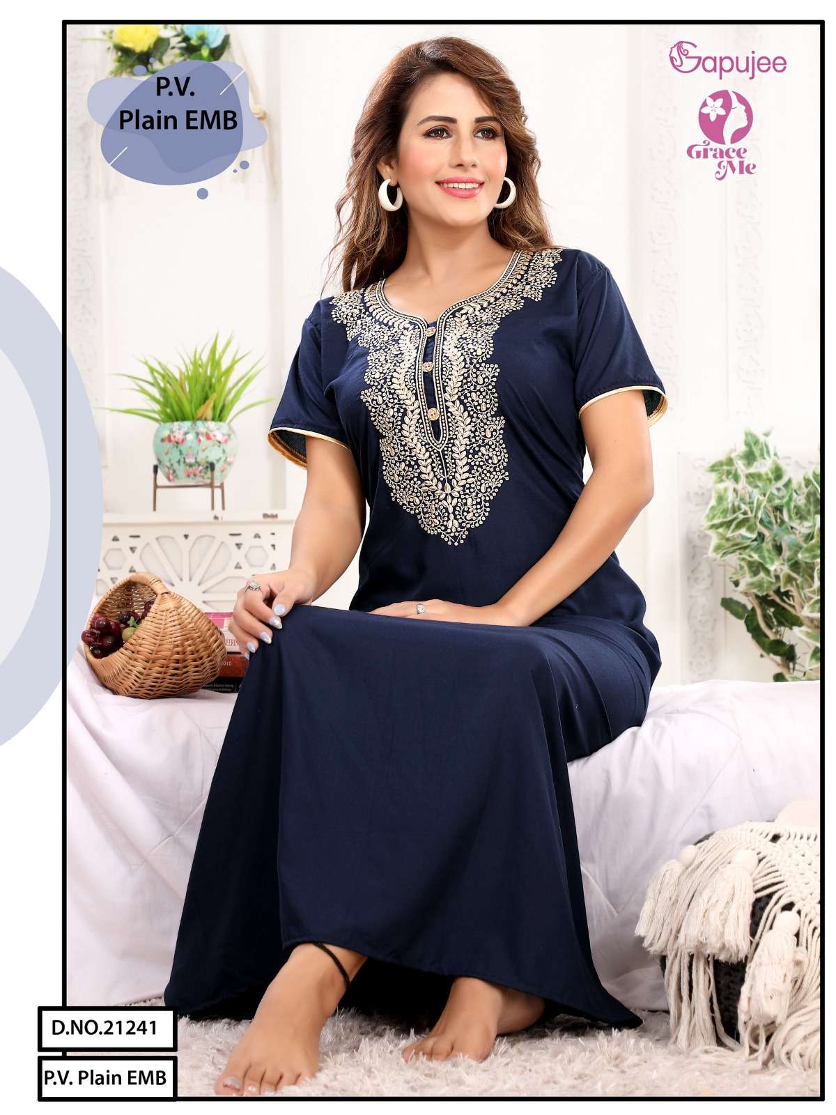 gapujee angelina latest night gown outfit wholesaler surat gujarat