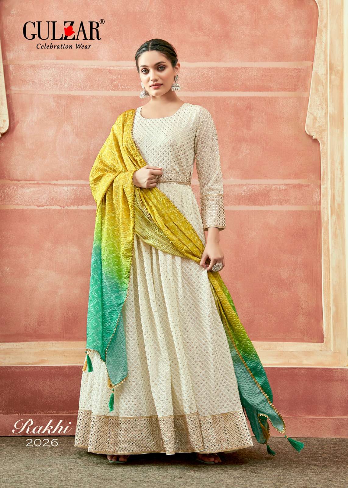 gulzar rakhi 2025-2026 series latest rakhi festival special anarkali gown with fancy dupatta wholesale price surat
