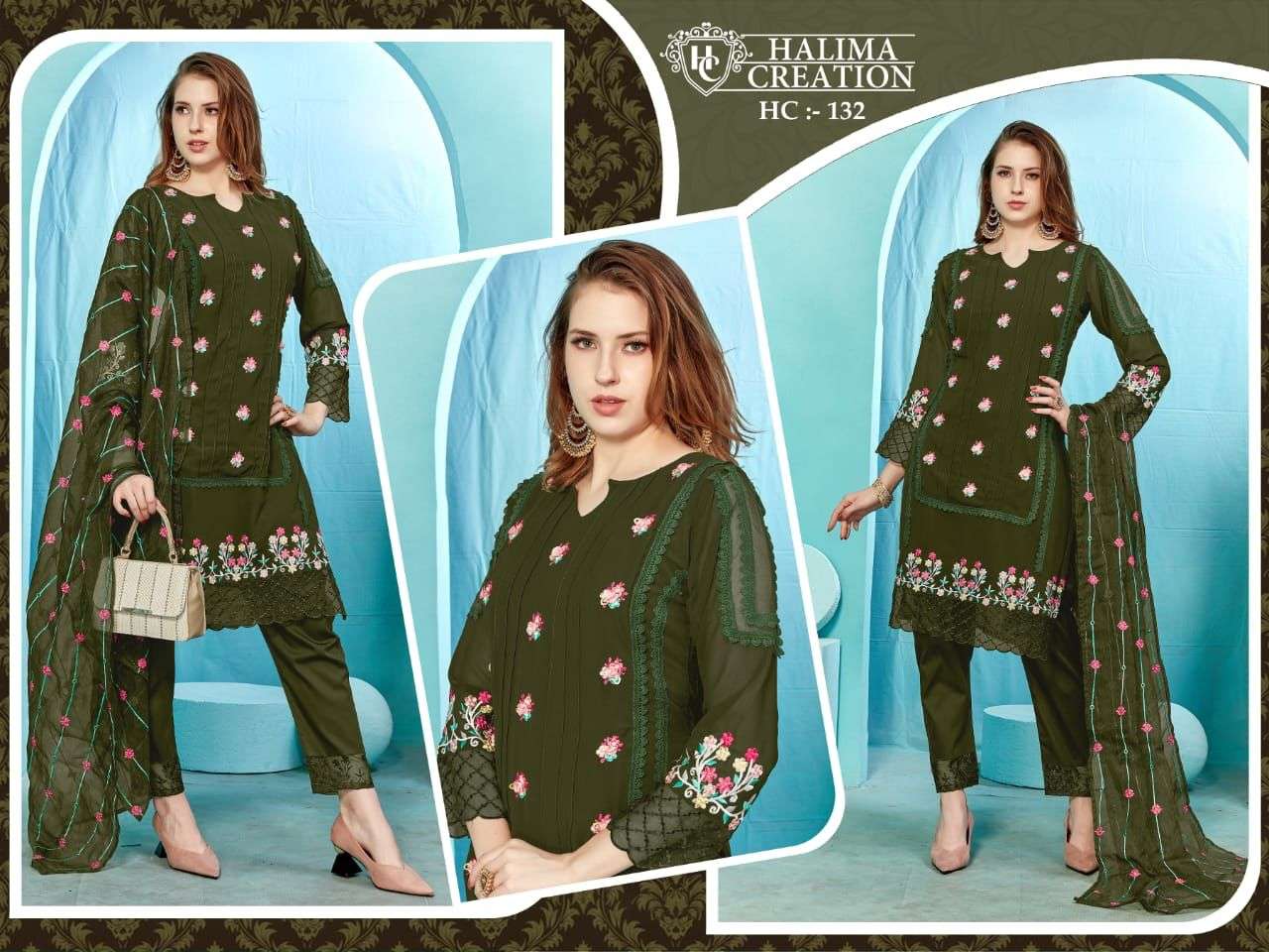 halima 132 colour series  designer ready to wear pakistani salwar kameez wholesaler surat gujarat