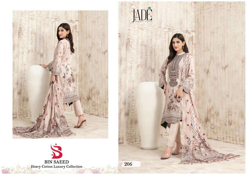 jade bin saeed heavy cotton luxury collection vol-2 201-206 series designer pakistani salwar kameez wholesale price surat