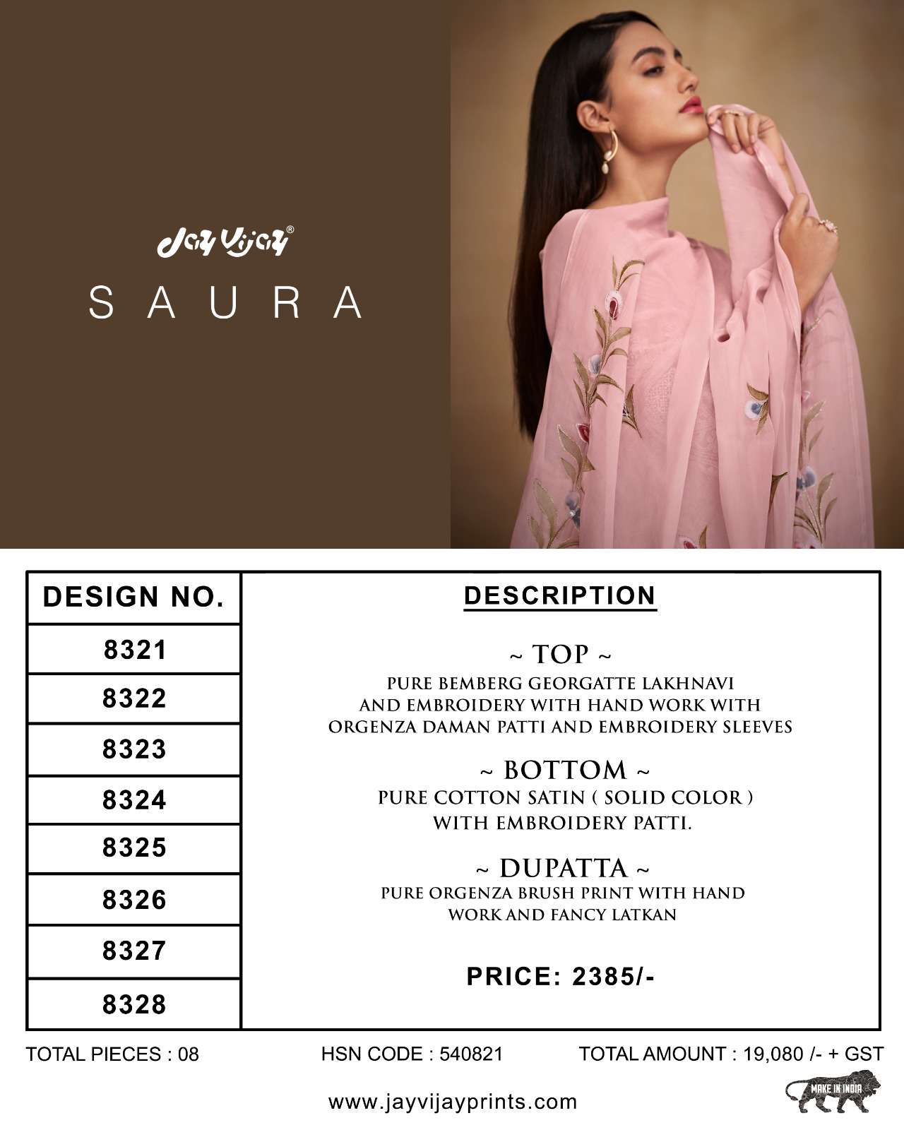 jayvijay saura 8421-8428 series latest festival wear salwar kameez wholesaler surat gujarat