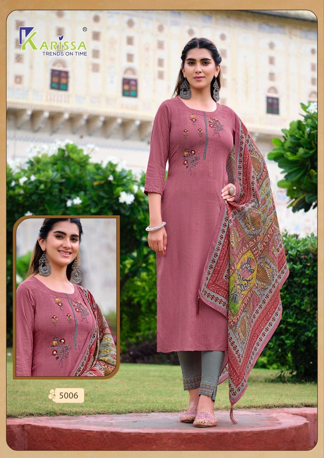karissa bombay beauty vol-5 5001-5006 series designer wedding wear kurti set wholesaler surat gujarat