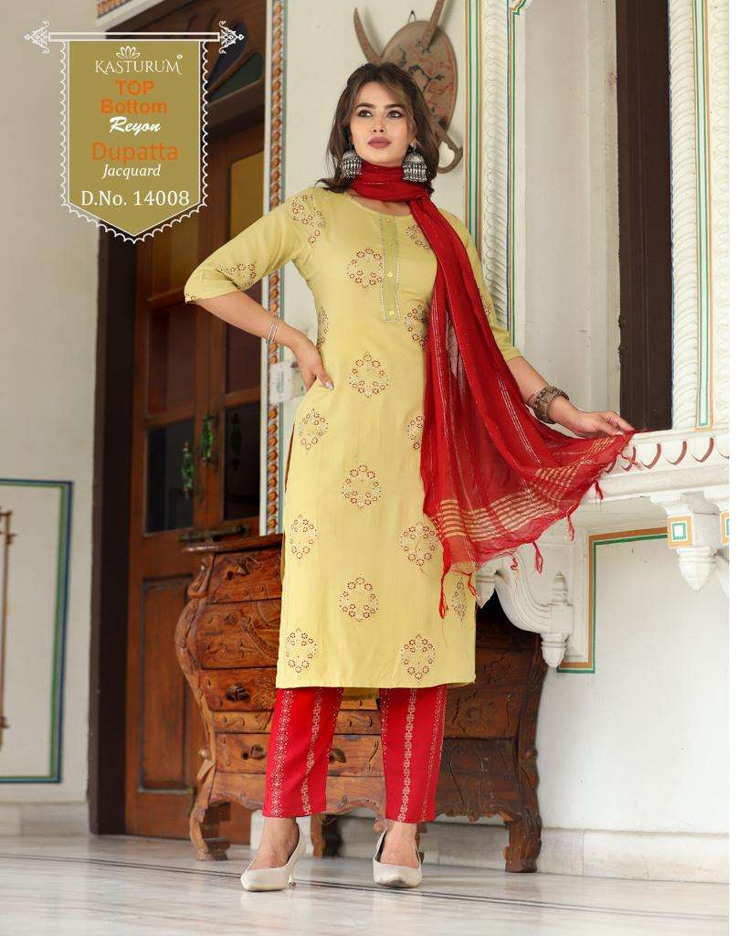 kasturam 14004-14012 series designer latest traditional kurti set wholesaler surat gujarat